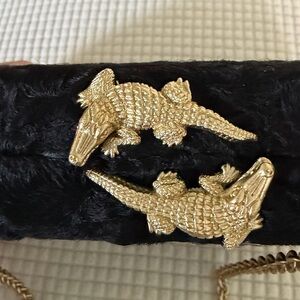 Barry Kieselstein Cord. Persian lamp Fur Clutch with Gold Crocodile Accents